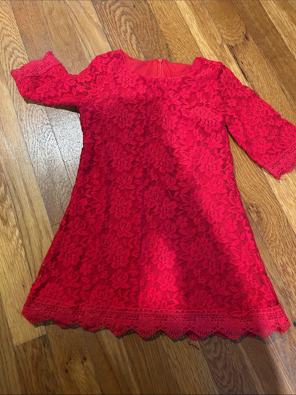 Red Lace Shift Dress